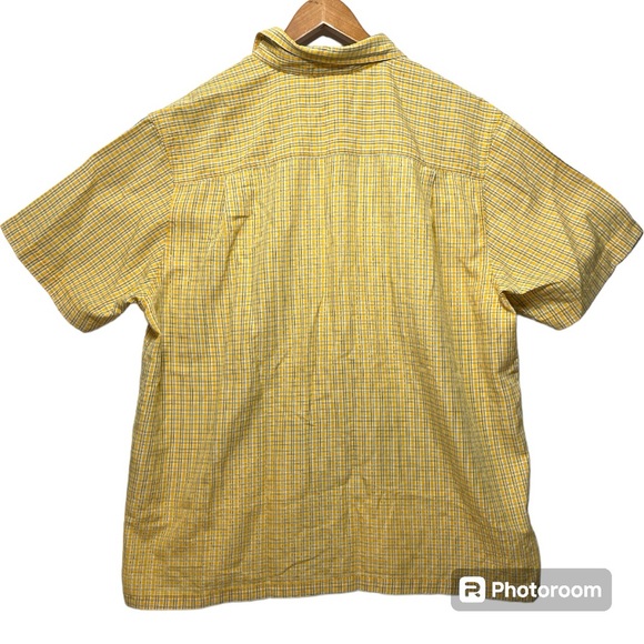 The North Face Button Down Zip Pocket Short Sleeve Yellow Plaid Men's Size XL - Picture 6 of 13
